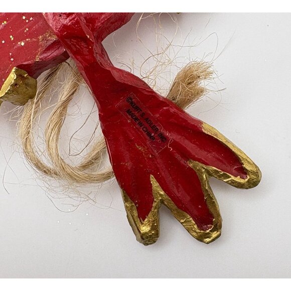 Kurt S Adler Red Cardinal Bird Christmas Tree Ornament with Gold Accents - Picture 7 of 8